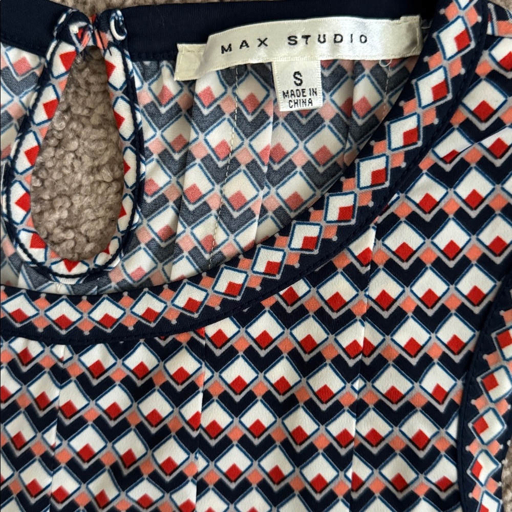 Max Studio Geometric Pattern Dress - Red, White, and Blue - Picture 2 of 3